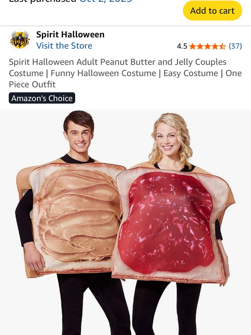 Spirit Peanut Butter & Jelly Couples Costume - Brown & Red